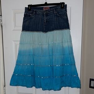 VTG Want! Blue Gradient Tiered Denim Top Skirt